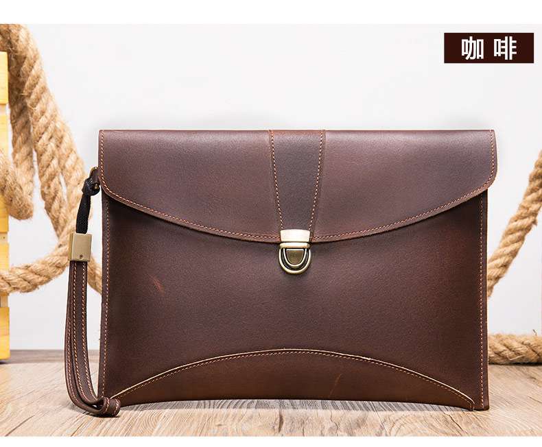 新款時尚百搭手拿包 男士手包手袋 男款真皮手抓包 頭層牛皮錢包 ipad包包皮夾 真皮包包